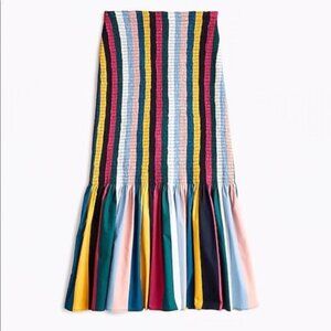 JCREW SMOCKED SKIRT IN A RAINBOW STRIPE Size 8